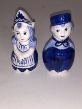 Vintage Dutch Delft Blue Boma Boy &amp; Girl Salt and Pepper Shakers Holland... - $10.95