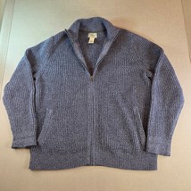 L.L. Bean Organic Cotton Full Zip Sweater Men’s M Blue Knit Jordan - $34.95