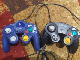 Nintendo GameCube Wii Wired Controller Lot Indigo Purple & Black Lot Of 2 tested - $59.39