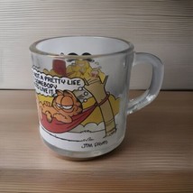 VTG Garfield McDonalds Clear Glass Coffee Mug Cup Glass Jim Davis 1978 Hammock - $7.69