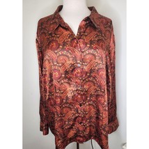 Womens Blouse Paisley Button-Down 24W Plus Classic shirt Careerwear Boho Indie - £13.37 GBP