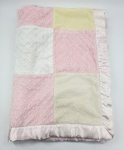 First Impressions Baby Blanket Girl Pink Yellow Patchwork Minky Dot B16 - £11.20 GBP