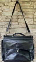 Coach Black Leather Messenger Bag Beekman 6456 Metro Briefcase Laptop Turn Lock - £98.47 GBP