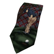 Van Heusen Corporate Casual Golfer Tie Necktie  Burgundy Green - £7.07 GBP