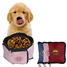 Portable Wallet Waterproof Travel Collapsible Folding Pet Dog Bowl Feeder - $8.49