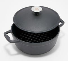 Cook&#39;s Essentials Cast Iron 3-qt Braiser w/ Trivet in Black - £46.72 GBP