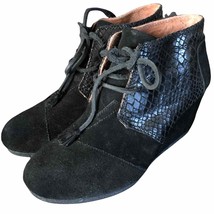 Toms suede wedge booties with faux snake print accents women’s size 6 - £37.08 GBP