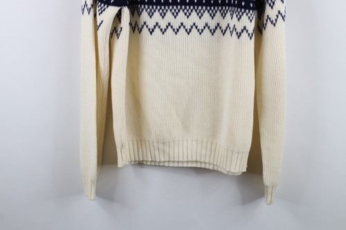 Vintage 60s 70s Mid Century Modern Womens Large Fair Isle Ribbed Knit Sweater Item image 12
