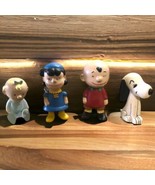 Vintage Peanuts Hand Painted Ceramic Figures 4pcs CHARLIE BROWN LUCY Sno... - $55.71