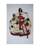  Tapestry Small BackPack   Ladybugs Floral - Beige Color Front Buckle Ba... - $1,288.47 MXN