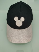 Disney Mickey Minnie Mouse Cap Hat Black With Silver Glitter Women Ladies - £15.73 GBP