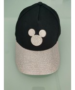 Disney Mickey Minnie Mouse Cap Hat Black With Silver Glitter Women Ladies - £15.63 GBP