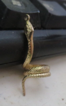 Vintage Cobra Snake Charm Pendant coiled Gold Tone - £11.00 GBP