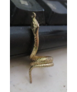 Vintage Cobra Snake Charm Pendant coiled Gold Tone - £11.00 GBP