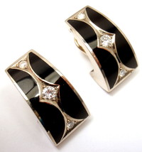 Stephen Webster 18K White Gold Diamond Black Enamel Earrings With Box - £1,450.08 GBP