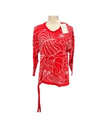 Tommy Bahama Sweater Womens S Island Bloom Jacquard Red Floral Lightweig... - $48.11 CAD