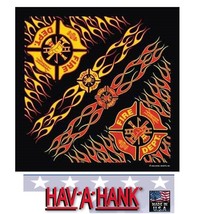 Usa Made Us Fire Dept Fireman Flames Bandana Head Skull Wrap Hanky Scarf Scarve - £8.81 GBP