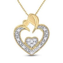 Diamond Heart Love Pendant 10k Yellow Gold - £78.34 GBP