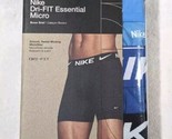 Nike Men&#39;s Dri-FIT Essential Microfiber Blue/Black Boxer Briefs 3-Pack S... - £24.64 GBP