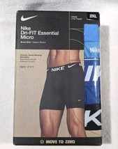 Nike Men&#39;s Dri-FIT Essential Microfiber Blue/Black Boxer Briefs 3-Pack Size 2XL - £24.08 GBP