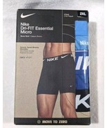 Nike Men&#39;s Dri-FIT Essential Microfiber Blue/Black Boxer Briefs 3-Pack S... - $30.84