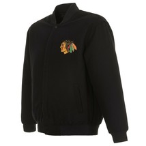 NHL Chicago Blackhawks JH Design Wool Reversible Jacket With 2 Front Logos - £110.93 GBP
