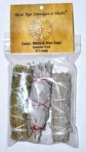 (set of 3) Cedar, White &amp; Blue Sage smudge stick 4&quot; - £21.39 GBP