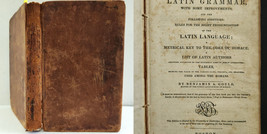 1836 antique ADAM&#39;s LATIN GRAMMAR dictionary vocab ENGLISH leather school gould - £69.78 GBP