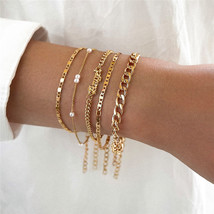 VAGZEB Bohemian  Angel Bracelets Elegant Charm Bangle For Women Gold Color Chain - £10.76 GBP