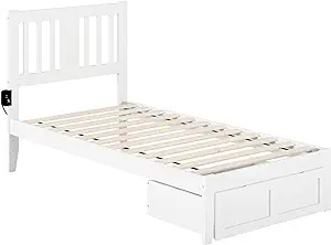 AFI Tahoe Twin Bed with Foot Drawer and USB Turbo Charger in White - $402.99