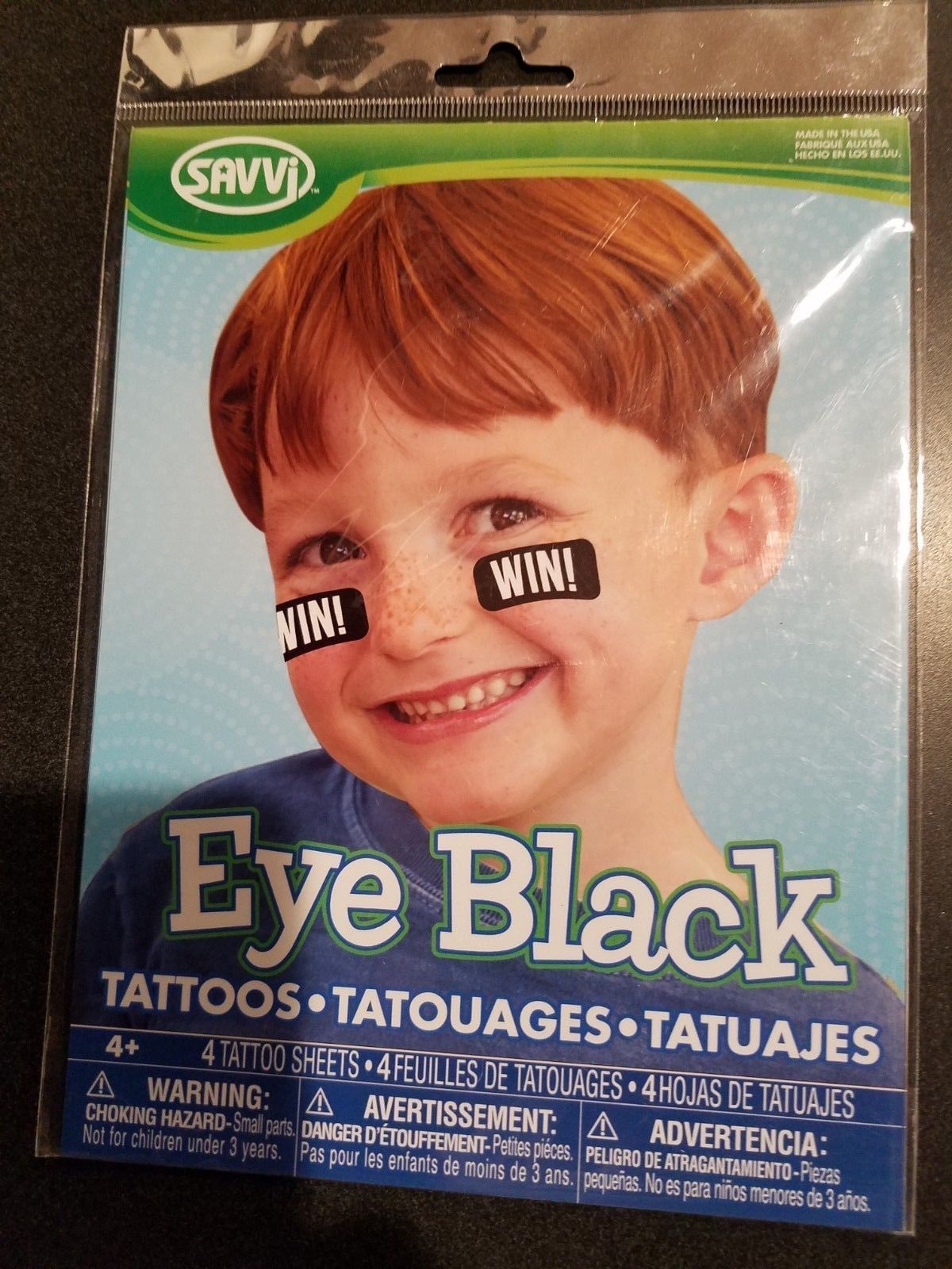 Savvi Eye Black Tattoos - 4 Tattoo Sheets - $4.94