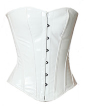 Full corset steel bone bustier heavy lacing sexy fetish white pvc vinyl - £34.20 GBP