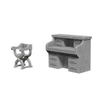 WizKids Deep Cuts Unpainted Miniatures Desk &amp; Chair - £14.44 GBP