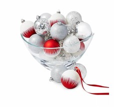 HolidayLane Chalet You 30 Stay Red, White, and Silver Shatterproof Ornaments - £23.78 GBP