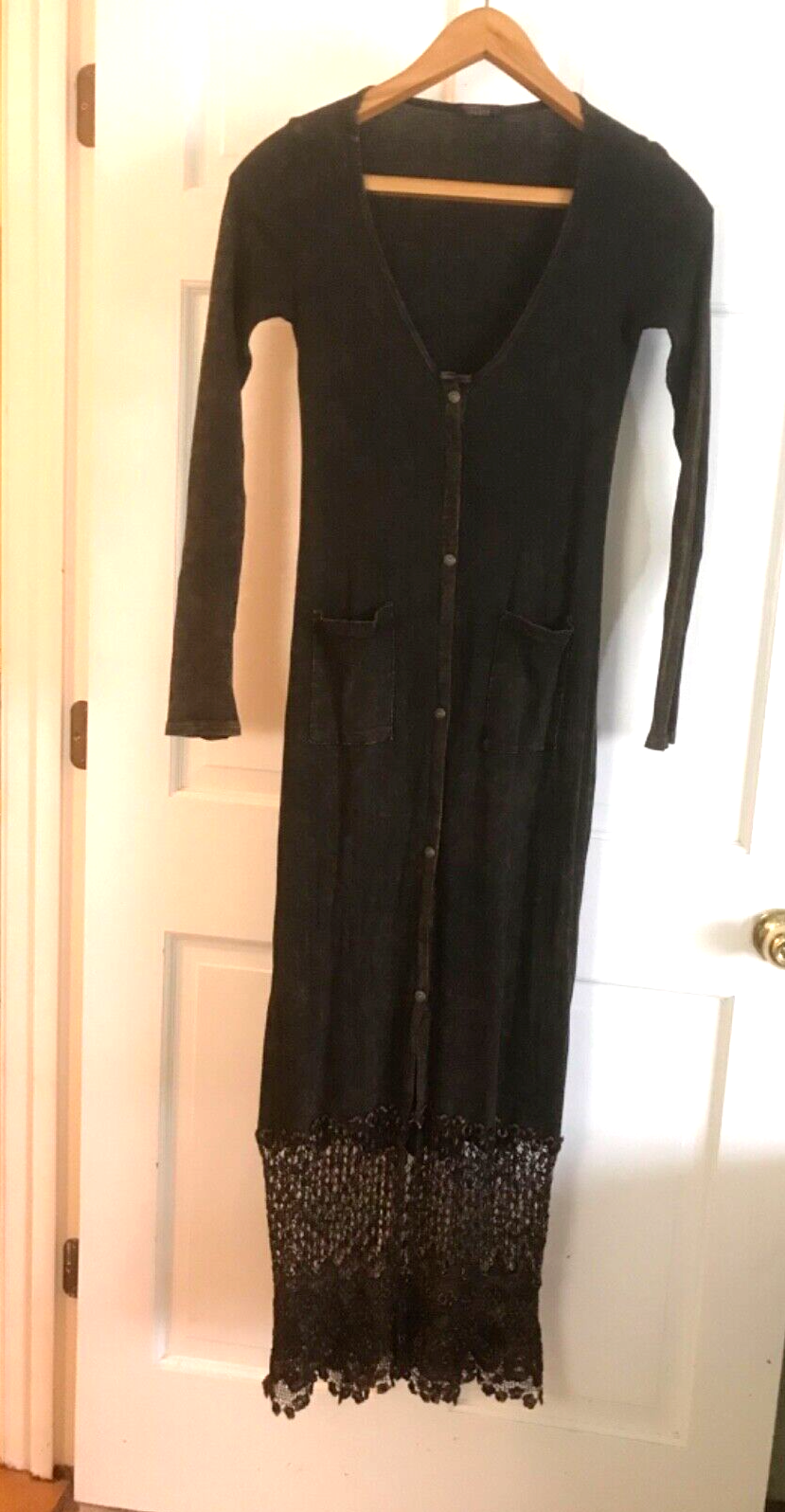 Vintage &quot;Party&quot; Long slinky duster goth bombshell maxi dress acid wash c... - $29.70