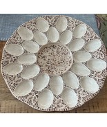 Vintage Ceramic Deviled Egg Platter Italian Design Leaves Berries 24 Egg... - $1,822.64 MXN