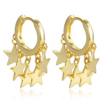 Classic Gold Color Cross Moon Star CZ Zircon Small Circle Huggie Hoop Earrings f - £18.26 GBP