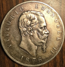 1876 ITALY SILVER 5 LIRE COIN - $58.10