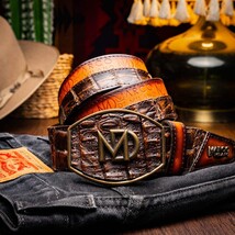 Marco Di Milano Caiman & Calfskin Western Belt Signature Texas Aged Brown image 5