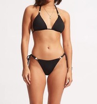 Seafolly triangle top &amp; tie side cheeky bikini in Black - size 4 - £78.22 GBP