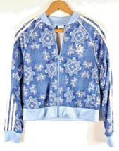 Adidas Track Jacket XL Girls / Womens Petite Small Blue White Floral Pat... - $25.93