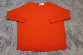 Chicos Womens Shirt 0 Orange Casual Lightweight Long Sleeve Plus Size Crewneck - £17.37 GBP