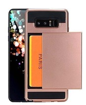 Rose Gold Credit Card Slot Case for Samsung Galaxy Note 8  - Hybrid Holder USA - £2.38 GBP
