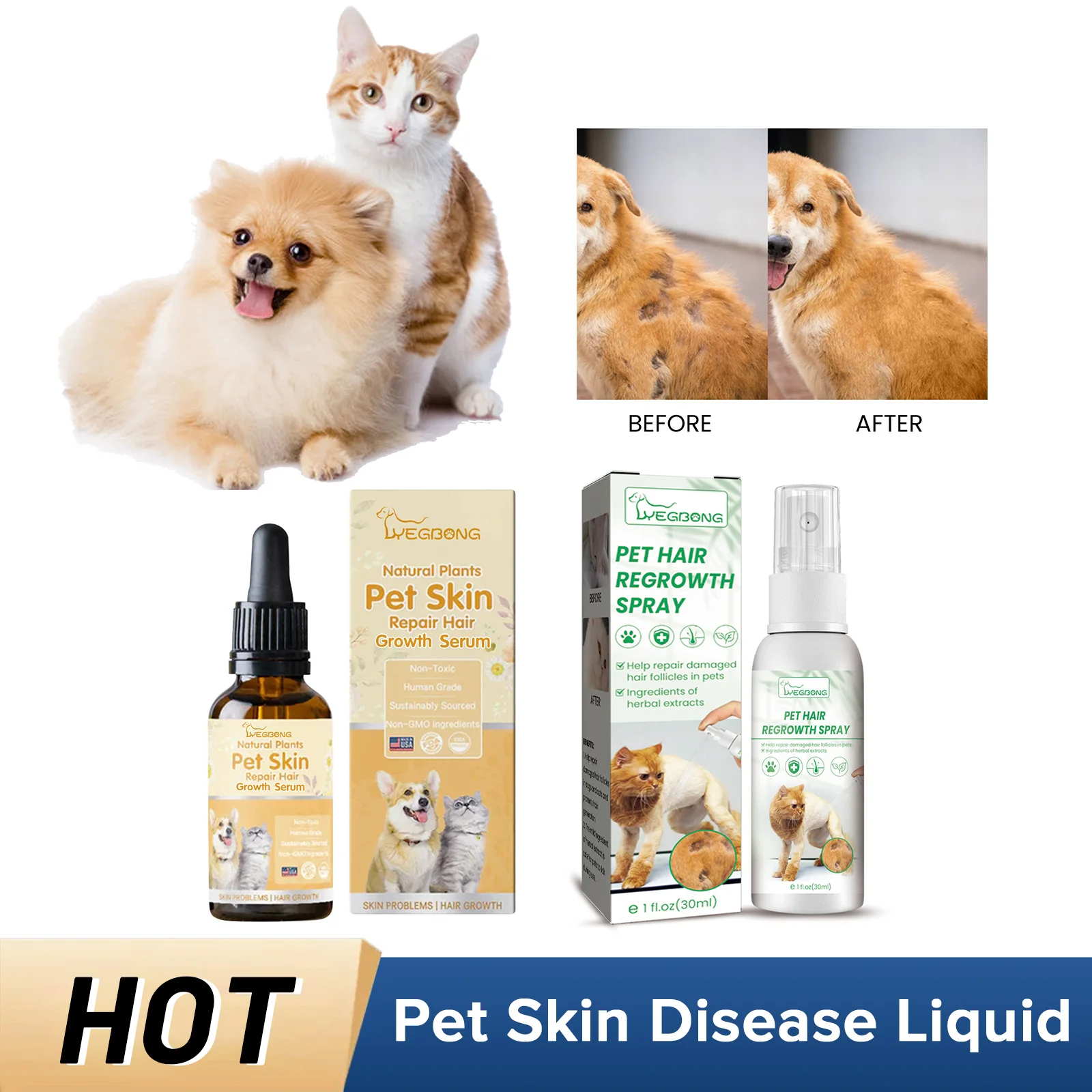 Pet Skin Care Spray Hair Regrowth Itching Relief Anti Tick Mite Infectio... - $16.05+