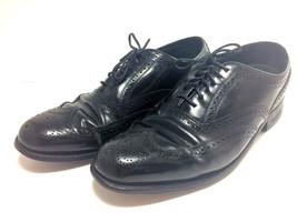 SH11 Florsheim Imperial 10.5D Black Leather Full Brogue Wingtip Dress Shoe - £21.59 GBP