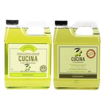 Cucina Coriander &amp; Olive Tree Biodegradable Dish Detergent &amp; Hand Soap - 1 L Set - £37.96 GBP