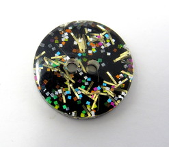 Black Button Plastic 2 Hole Glitter Sparkles 3/4&quot; Vintage Blouse Shawl  ... - £7.75 GBP