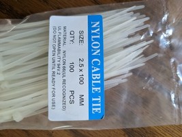 1,000 pcs 100mm x 2.5mm White Nylon Plastic Cable Ties Zip Tie Wraps 4&quot; ... - $12.18