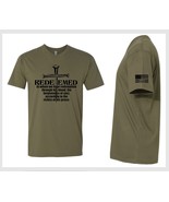 Christian Men&#39;s T-Shirt REDEEMED 3 NAILS CROSS Olive Green Short Sleeve ... - $407.56 MXN+