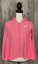 Under Armour Full Zip Athletic Jacket Hooded Pink Hi-Low Loose Fit Youth... - £11.17 GBP
